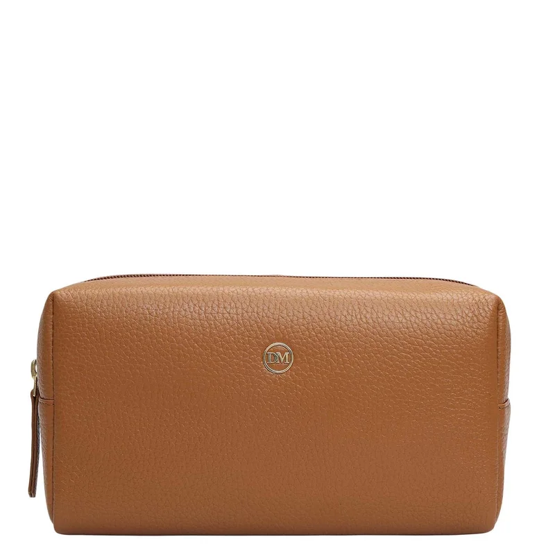 دا ميلانو Wax Leather Vanity Pouch - Caramel